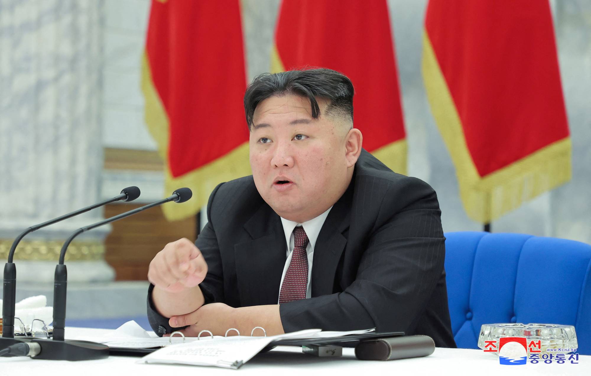 North Korean leader leader Kim Jong Un attends the 12th Meeting of the Political Bureau of the 8th Central Committee of the Workers' Party of Korea (WPK), in Pyongyang