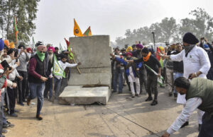 Farmers' March: Farmers at Haryana border