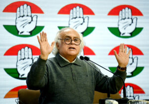 Congress General Secretary in-charge Communications Jairam Ramesh addresses the press conference