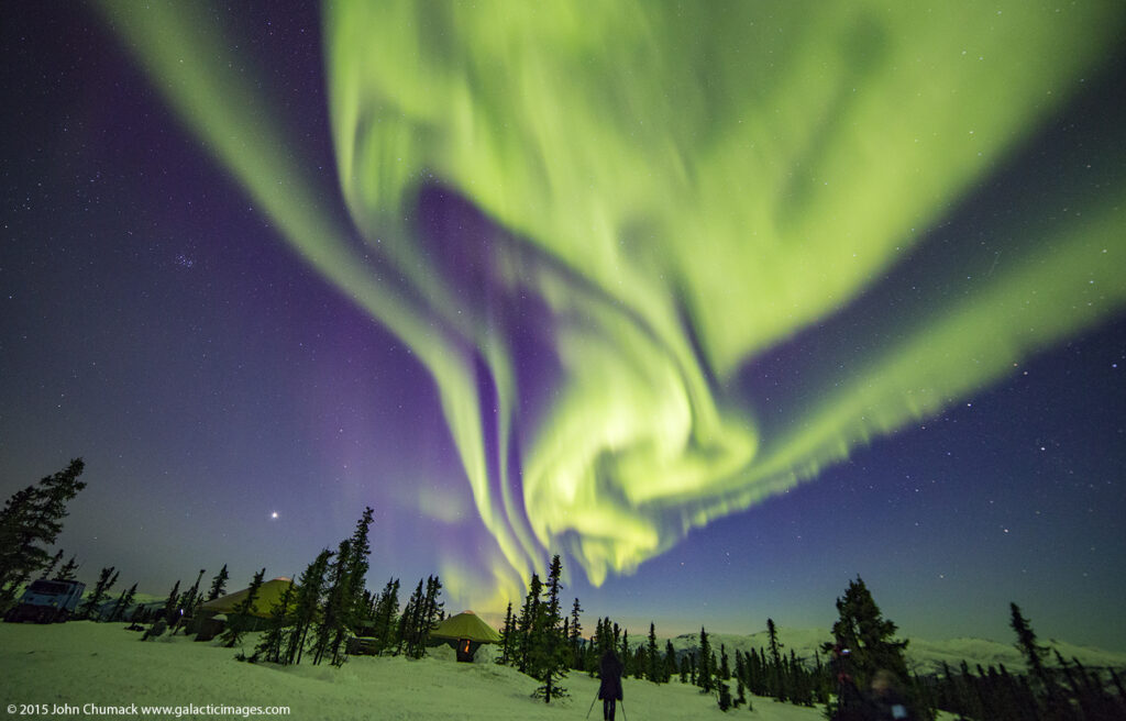 Aurora Above Yurts In Chena