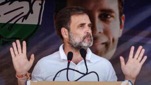 Rahul Gandhi addresses a public meeting ahead of the Jammu and K