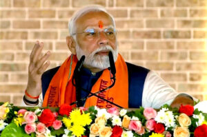 PM Modi addresses the gathering during a programme