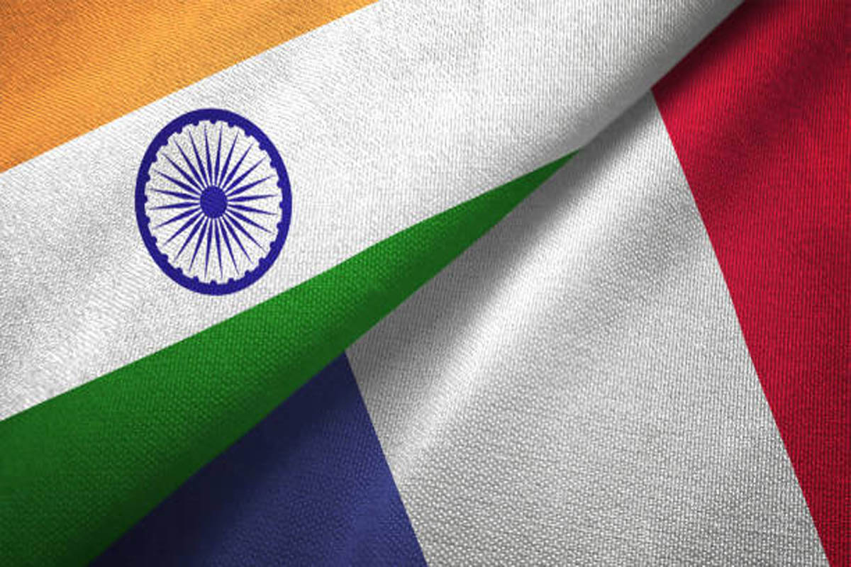 France and India flag together realtions textile cloth fabric texture