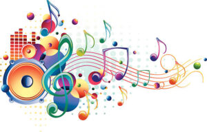 bright multi-colored music design, vector artwork
